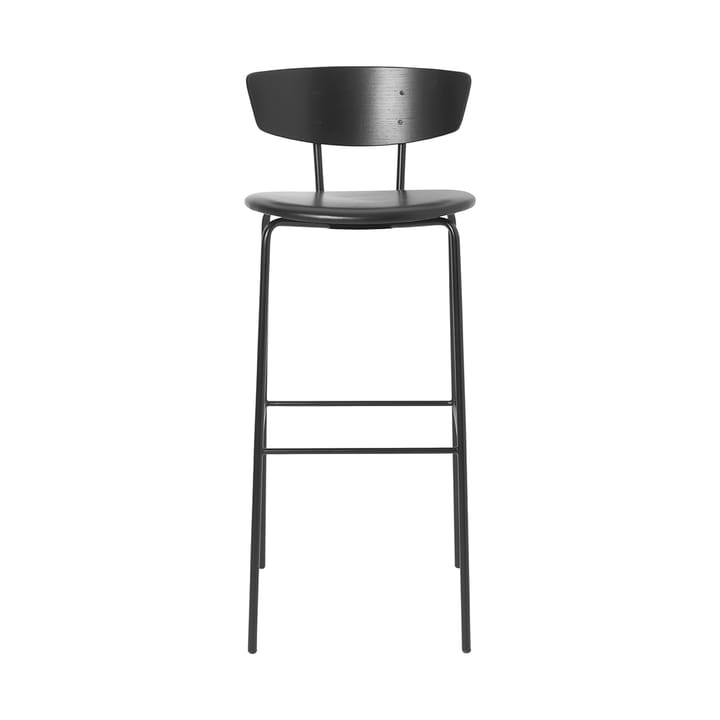 Herman barstool with leather seat high - Black - ferm LIVING