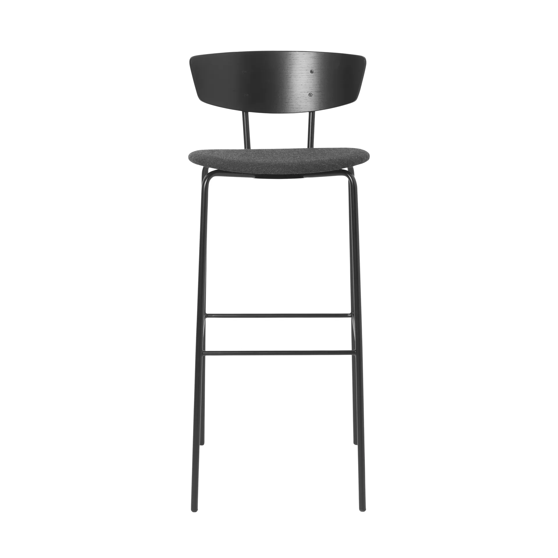 Herman barstool with textile seat high, Black-Dark grey Ferm Living
