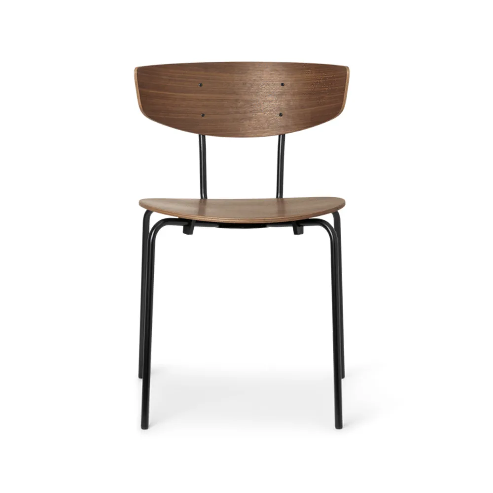 Ferm Living Herman Stool Walnut, black steel stand | Scandinavian Design | Chairs | Brown