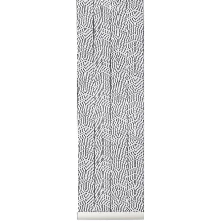 Herringbone wallpaper - black-white - Ferm Living
