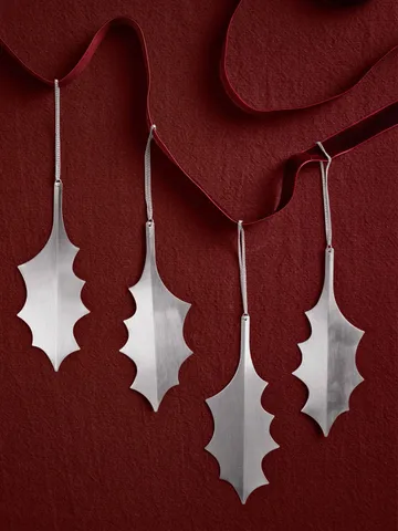 Holly leaf decorative hang 13.5 cm 4-pack - Silver - Ferm Living