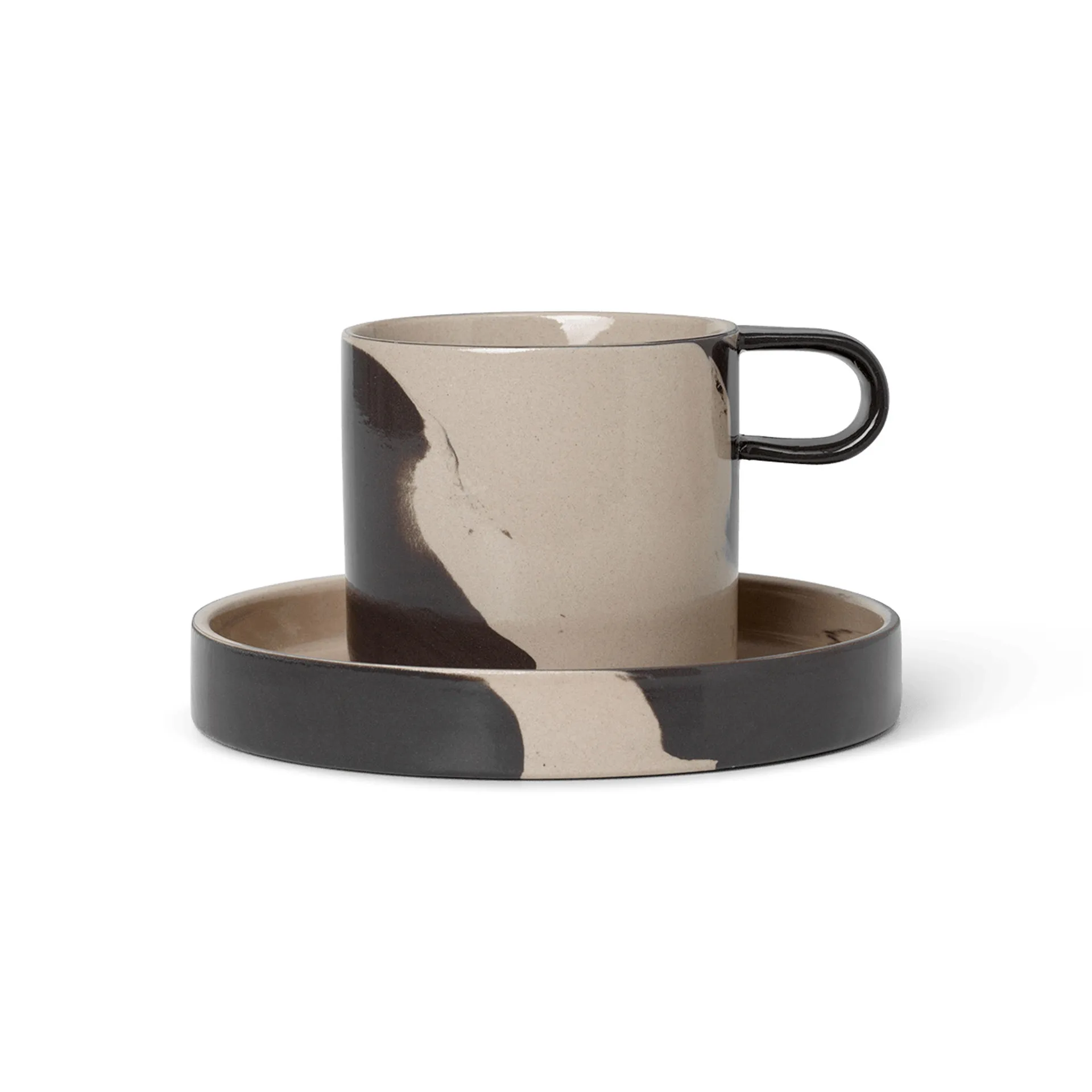 Inlay cup with saucer, Sand-brown Ferm Living