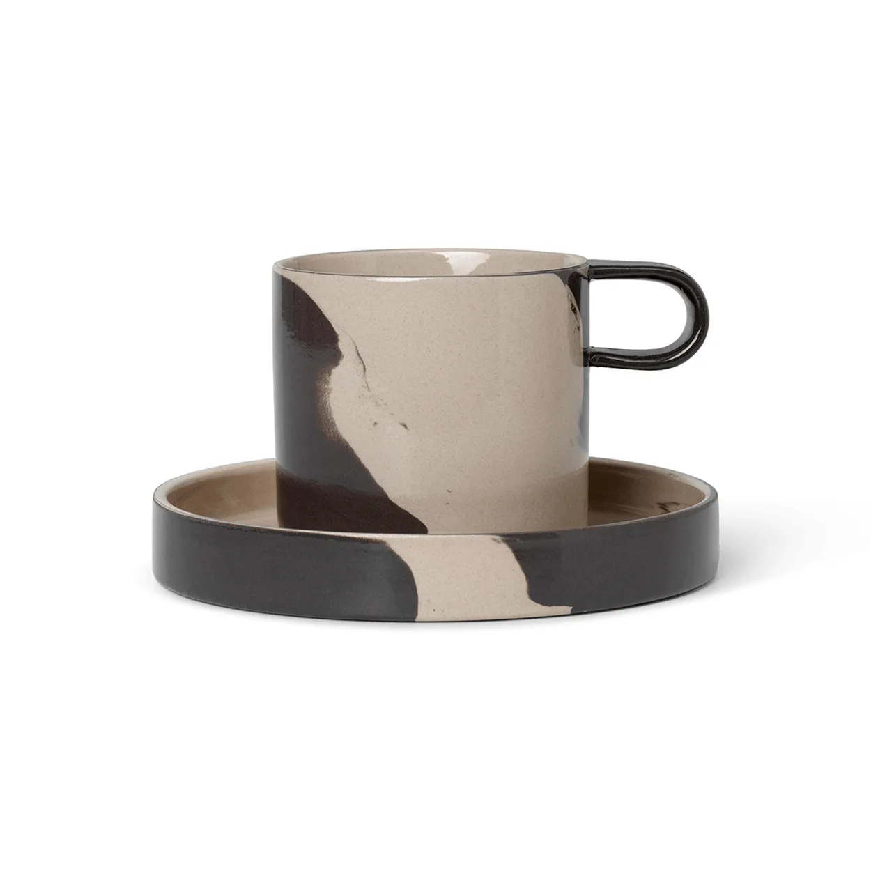 Ferm Living Inlay cup with saucer Sand-brown | Scandinavian Design | Coffee cups | Beige