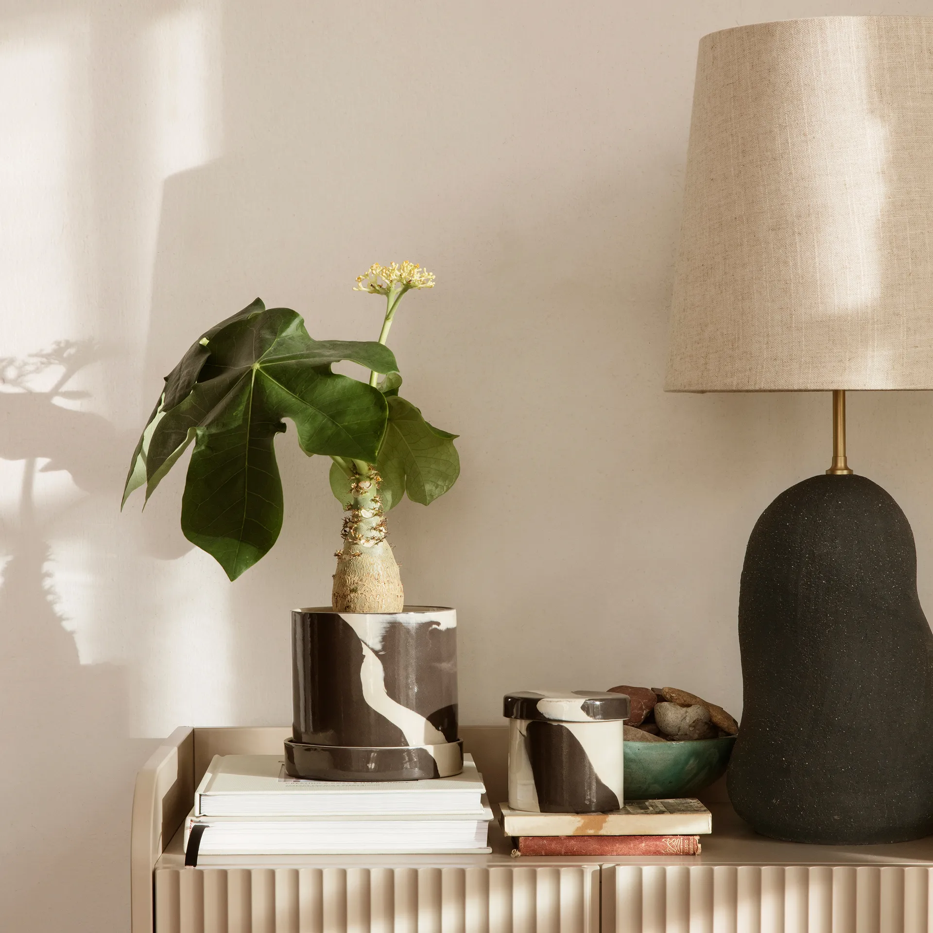 Inlay storage jar Ø9.8 cm, Sand-brown Ferm Living