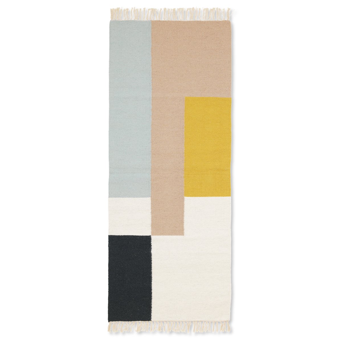 Ferm Living Kelim rug 70x180 cm squares | Scandinavian Design | Wool rugs | Multi
