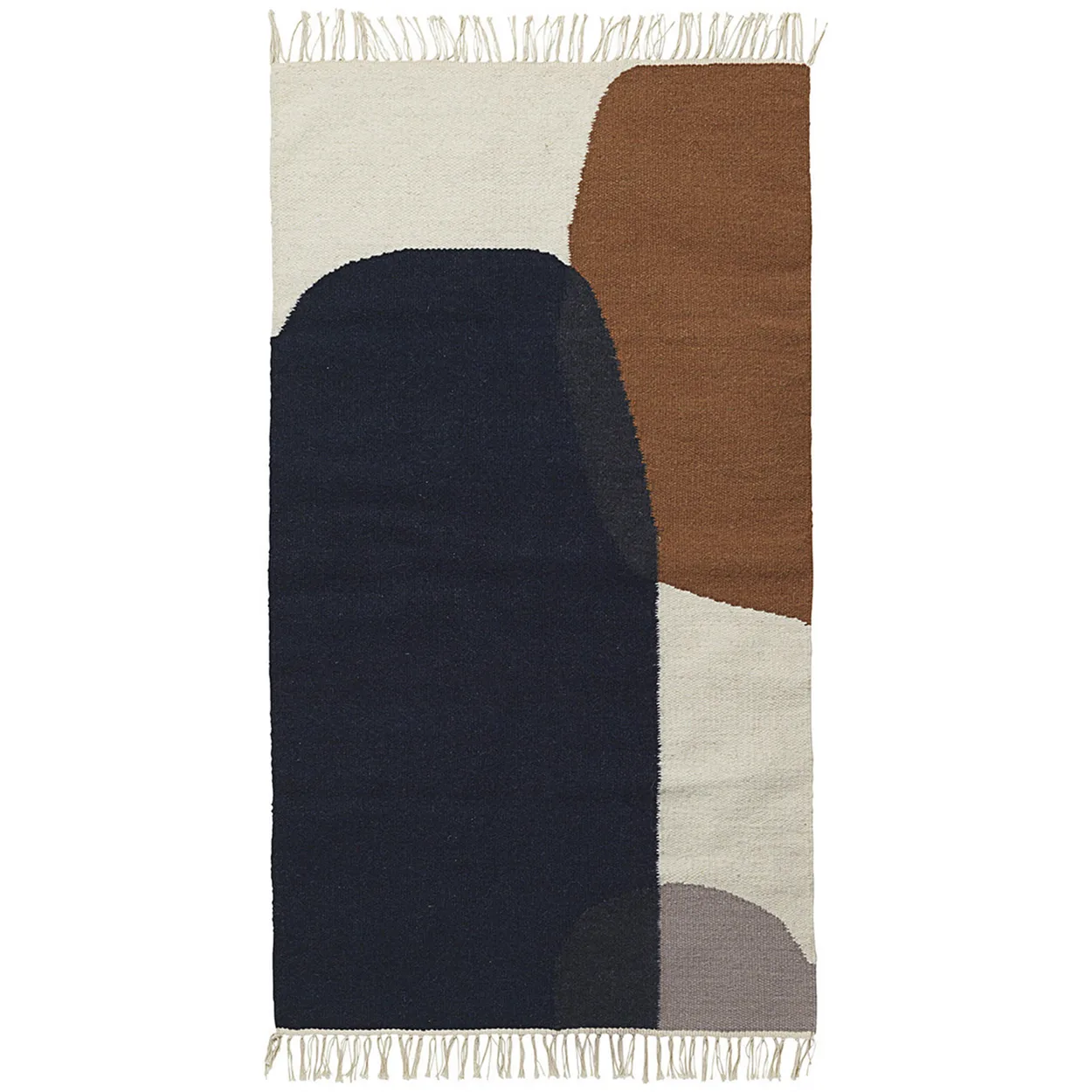 Ferm Living Kelim rug 80x140 cm merge | Scandinavian Design | Wool rugs | Brown