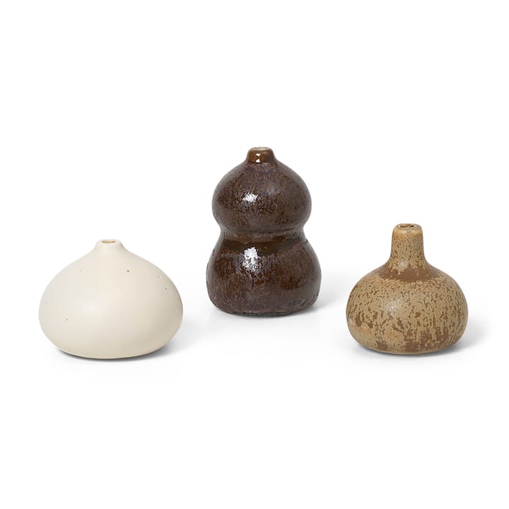 Komo vase mini set of 3 - Brown-white - ferm LIVING