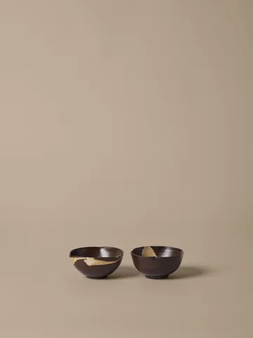 Koyo bowl 2-pack - Dark brown-buff, Ø11.5x6 cm - Ferm Living