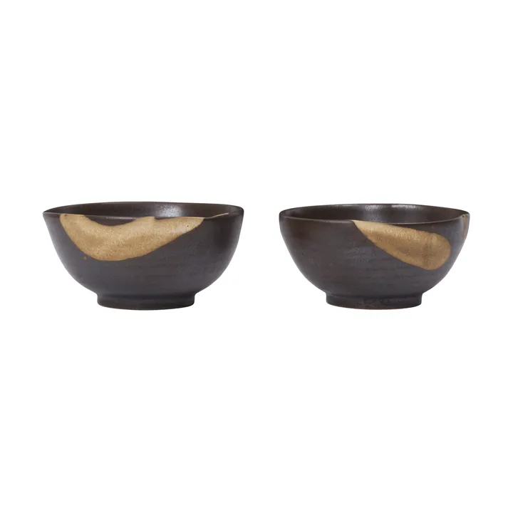 Koyo bowl 2-pack - Dark brown-buff, Ø8.5x4.5 cm - Ferm Living