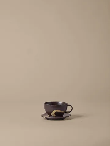 Koyo cup with saucer 36 cl - Dark brown-buff - Ferm Living