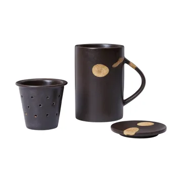 Koyo tea mug with infuser 40 cl - Dark brown-buff - Ferm Living