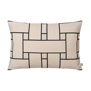 Lattice Offset cushion cover - Off-white-black, 40x60 cm - Ferm Living