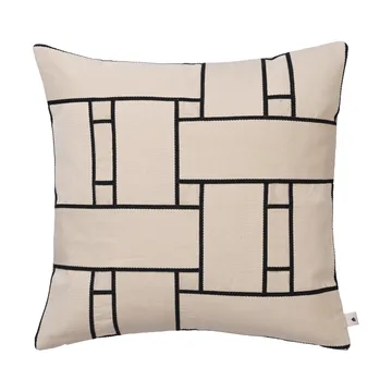 Lattice Offset cushion cover - Off-white-black, 50x50 cm - Ferm Living