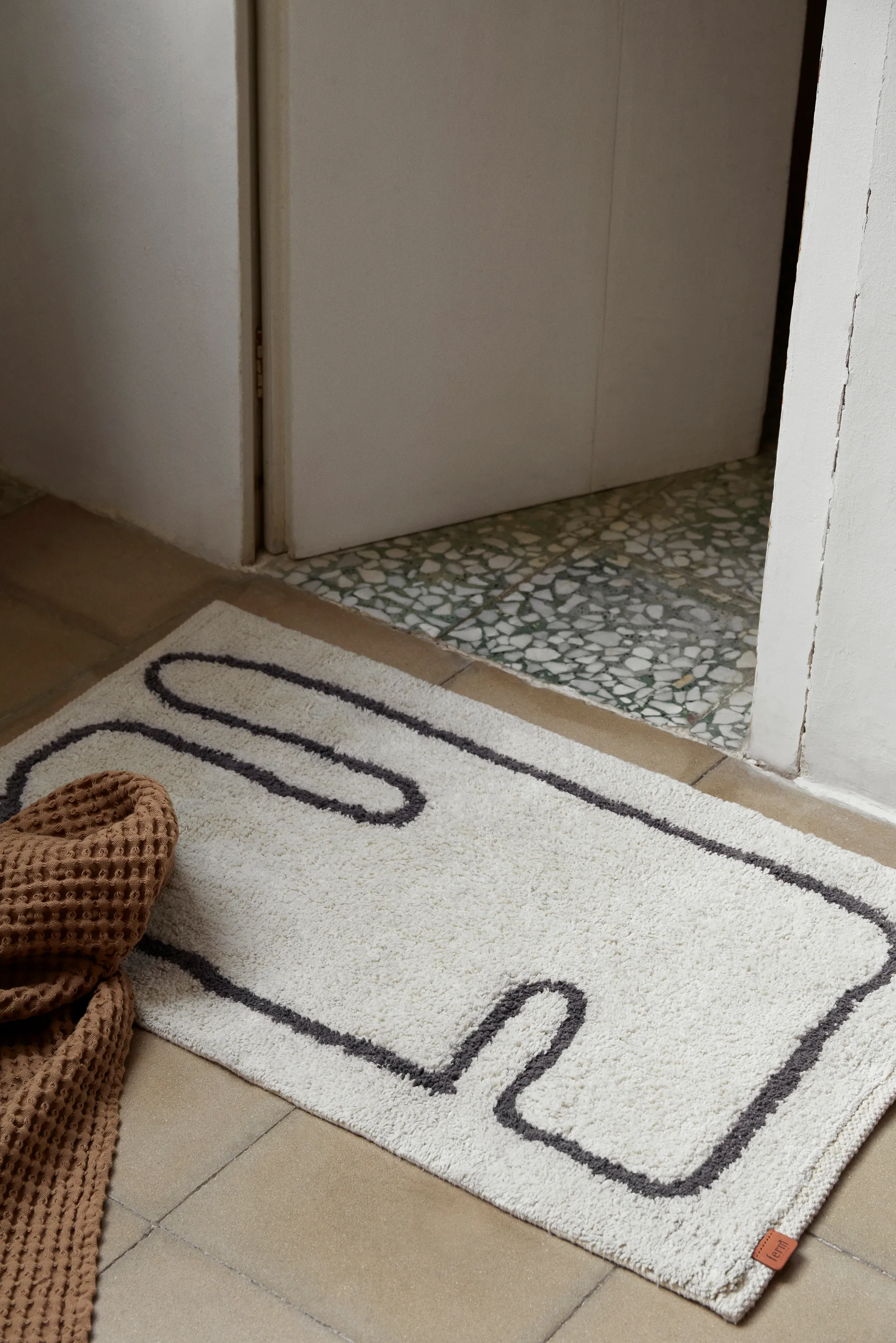 Lay bathroom rug 50x70 cm, Off white-coffee Ferm Living