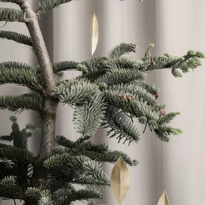 Leaf brass Christmas tree ornaments from Ferm Living