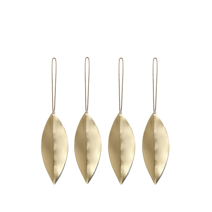 Leaf brass Christmas tree ornaments, 4-pack Ferm Living