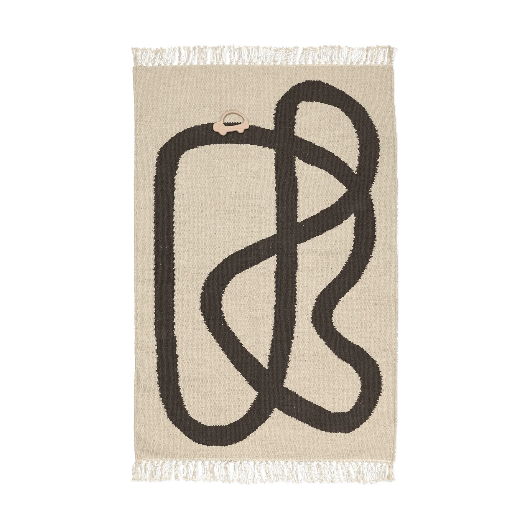 Line rug 70x105 cm, Off-white-Chocolate Ferm Living