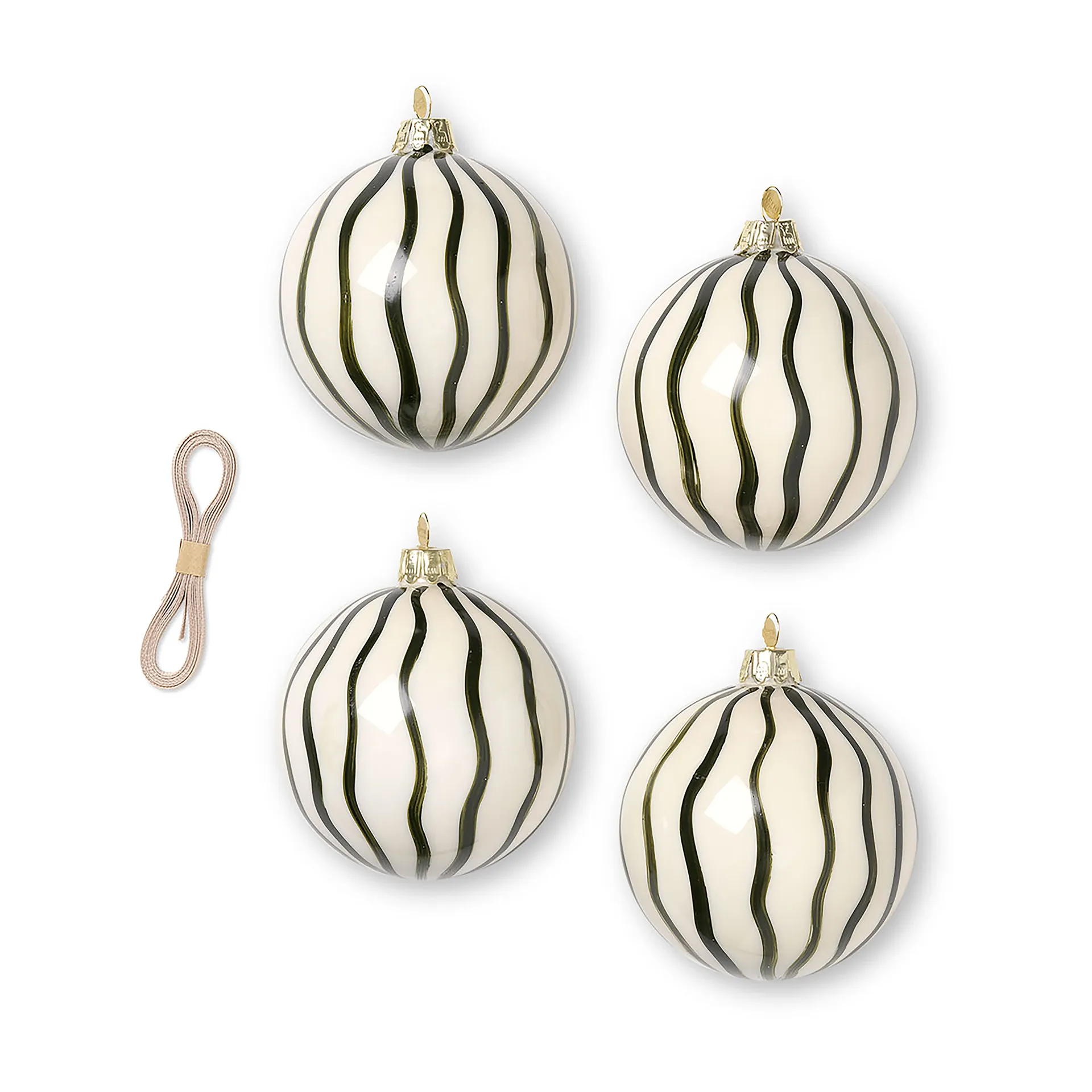 Lines Christmas decoration Ø8 cm 4-pack, Green Ferm Living