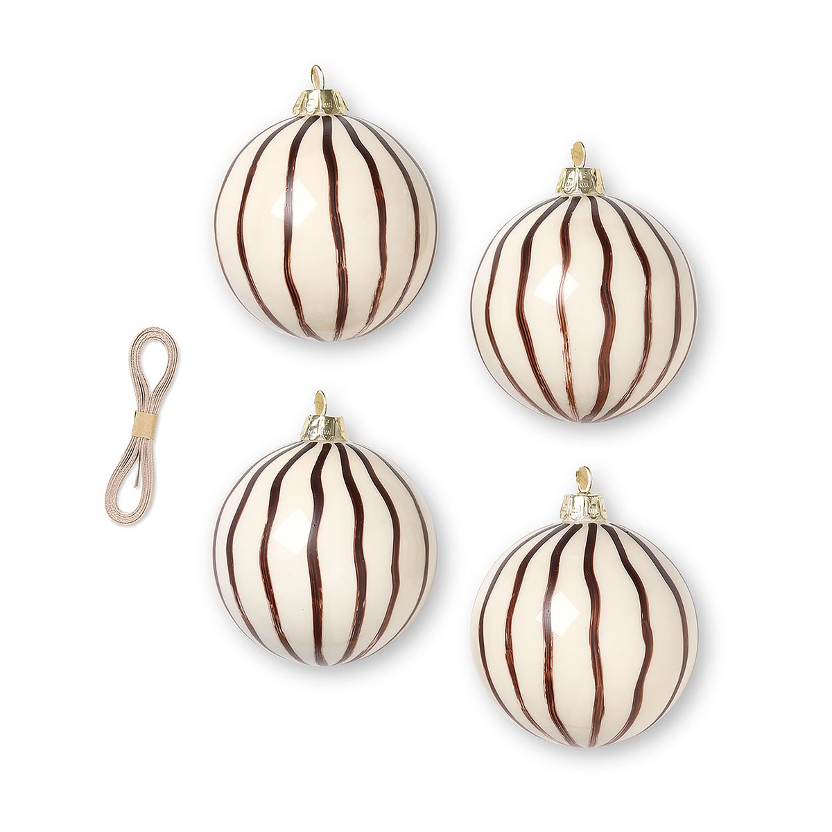 Ferm Living Lines Christmas decoration o8 cm 4-pack Red-brown