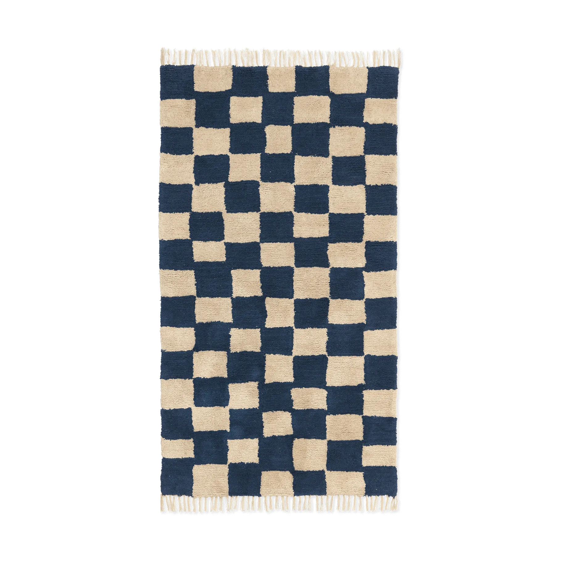Mara cotton rug 80x150 cm, Deep Blue-Warm Sand Ferm Living