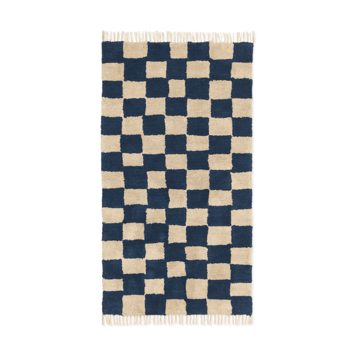 Mara cotton rug 90x150 cm - Deep Blue-Warm Sand - Ferm LIVING