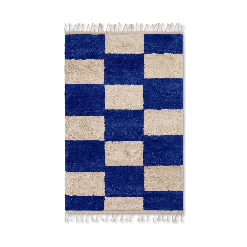 Ferm Living Mara rug Bright blue/off white. l. 120x180 cm