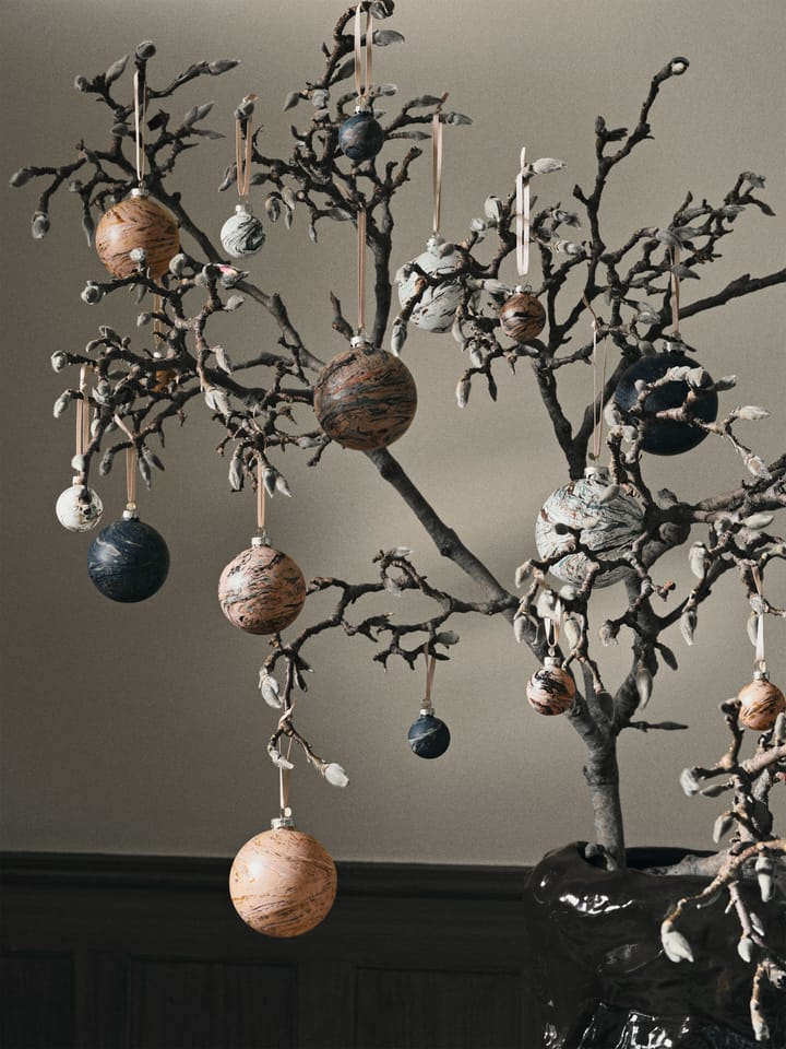 Marble decorative baubles mixed 4-pack, Large Ferm Living