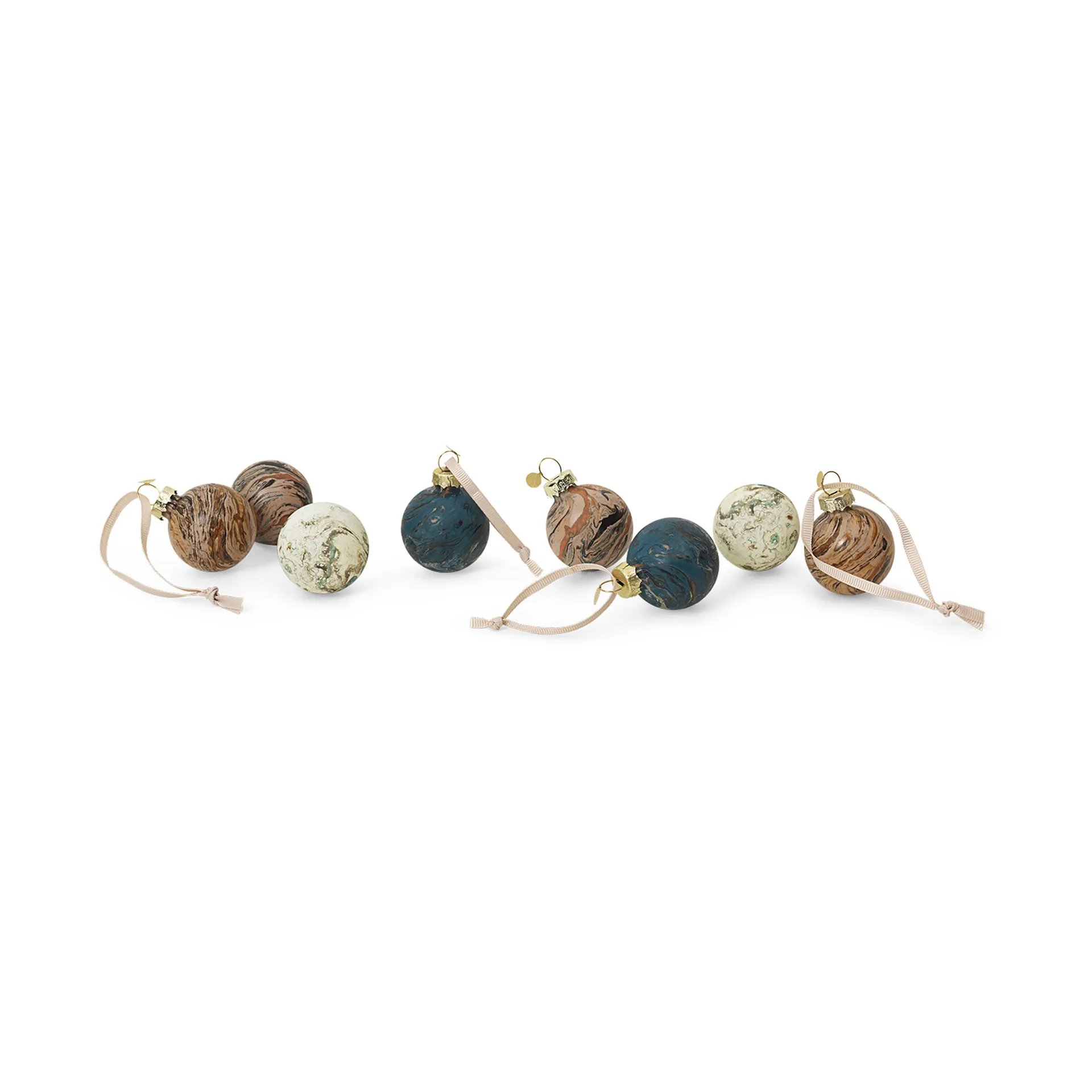 Marble decorative baubles mixed 8-pack, Small Ferm Living