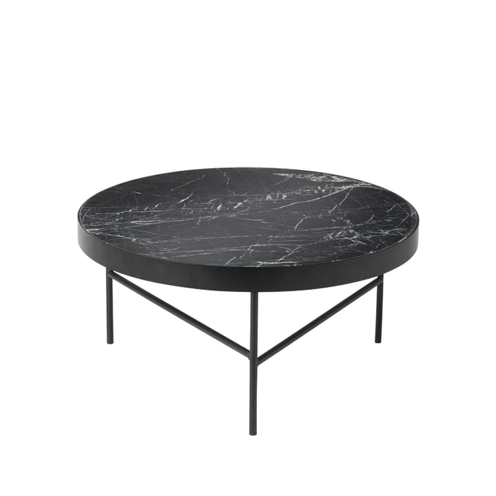 Marble Table coffee table - Marble black, large, black stand - Ferm LIVING