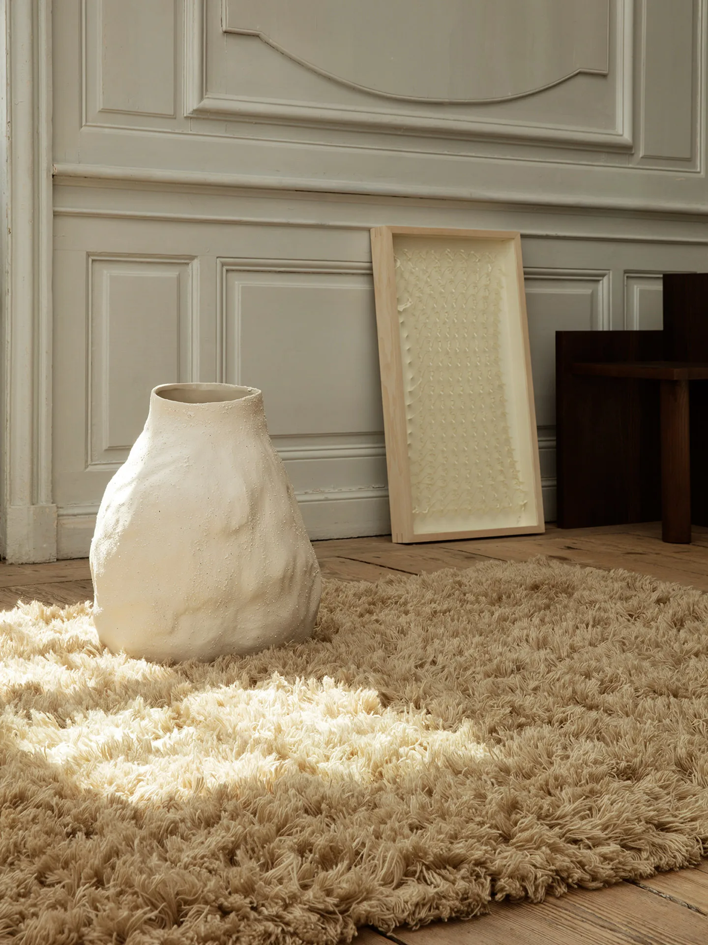 Meadow High Pile rug 140x200 cm, Light Sand Ferm Living