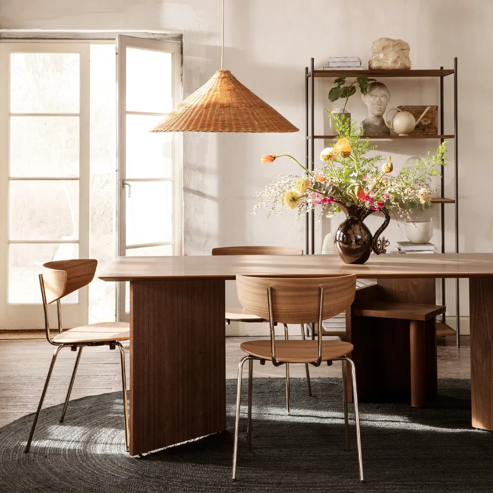 Mingle dining table, Walnut veneer. 210cm. angled leg walnut vaneer Ferm Living