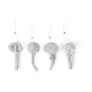 Mushroom ornament Christmas tree decoration 4 pieces - Faded white - Ferm Living