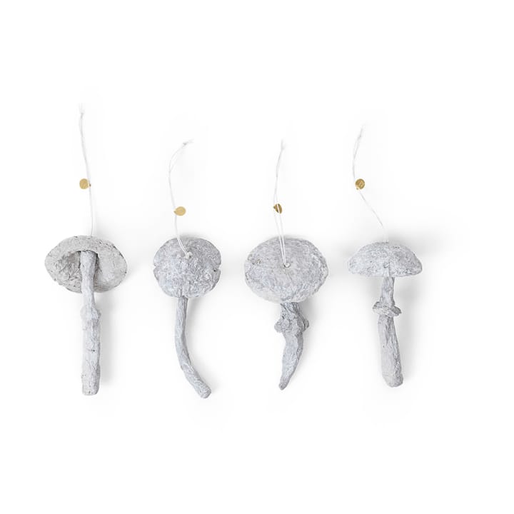 Mushroom ornament Christmas tree decoration 4 pieces - Faded white - ferm LIVING