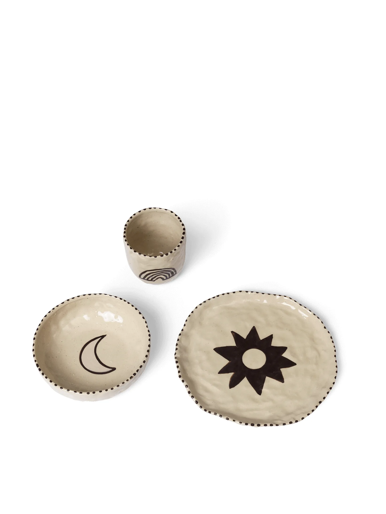 Naive children's dinnerware set 3 pieces, Red brown Ferm Living