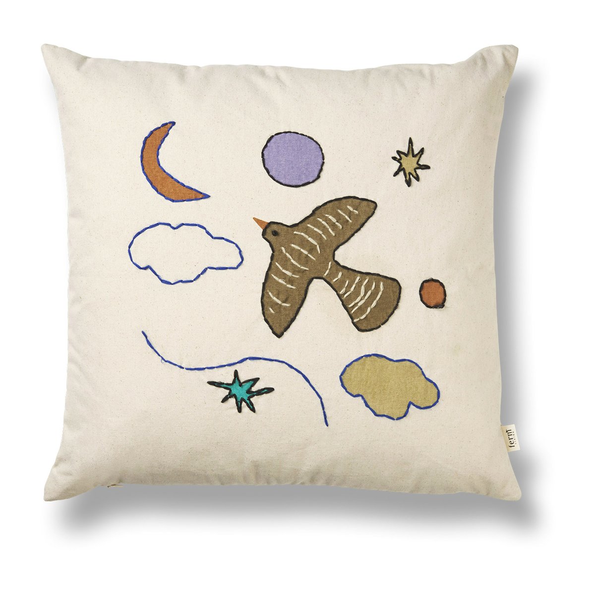 Ferm Living Naive cushion 40x40 cm Bird | Scandinavian Design | Cushions | Beige