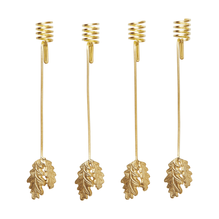 Oak leaf Christmas tree candle holder 4-pack - Brass - Ferm Living
