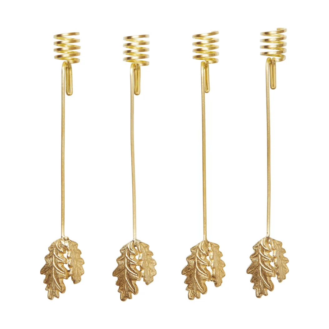 Ferm Living Oak leaf Christmas tree candle holder 4-pack Brass