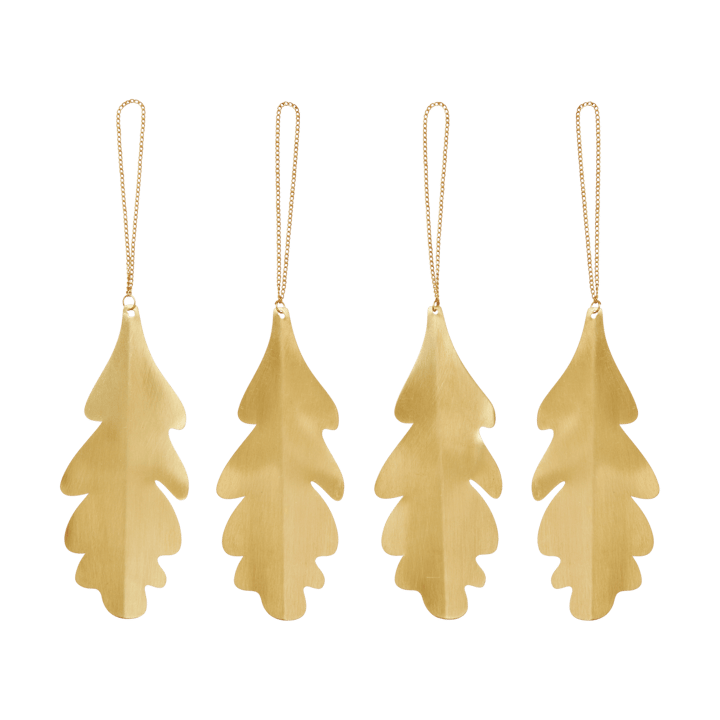 Oak leaf decorative hanging 13.5 cm 4 pack - Brass - Ferm Living