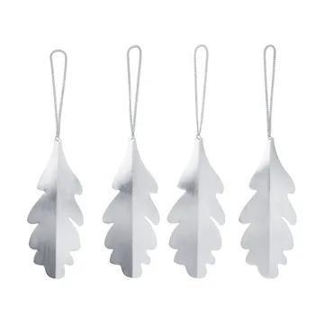 Oak leaf decorative hanging 13.5 cm 4 pack - Silver - Ferm Living