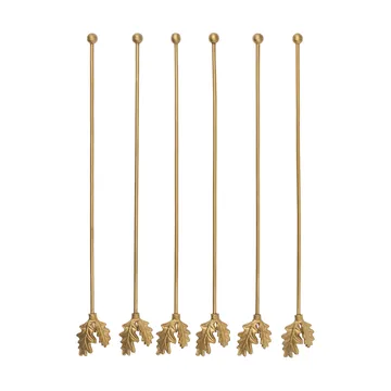 Oak Leaf drink stirrers 6-pack - Brass - Ferm Living