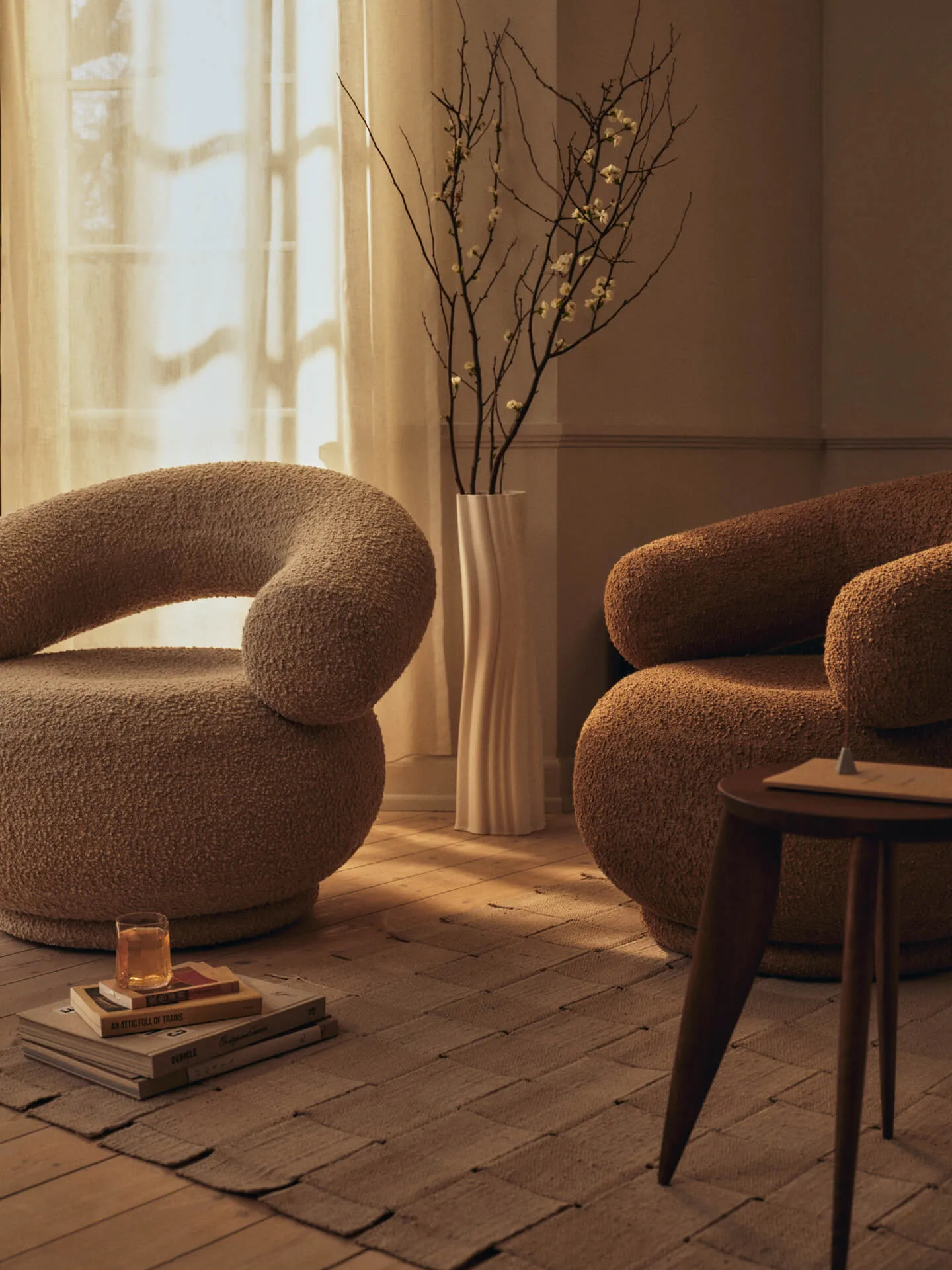 Orbo Lounge chair, Raw bouclé - Tan Ferm Living
