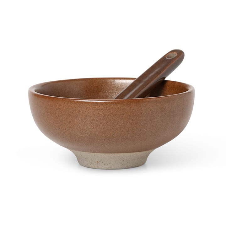 Petite salt bowl with spoon 2 pieces - Chocolate - ferm LIVING