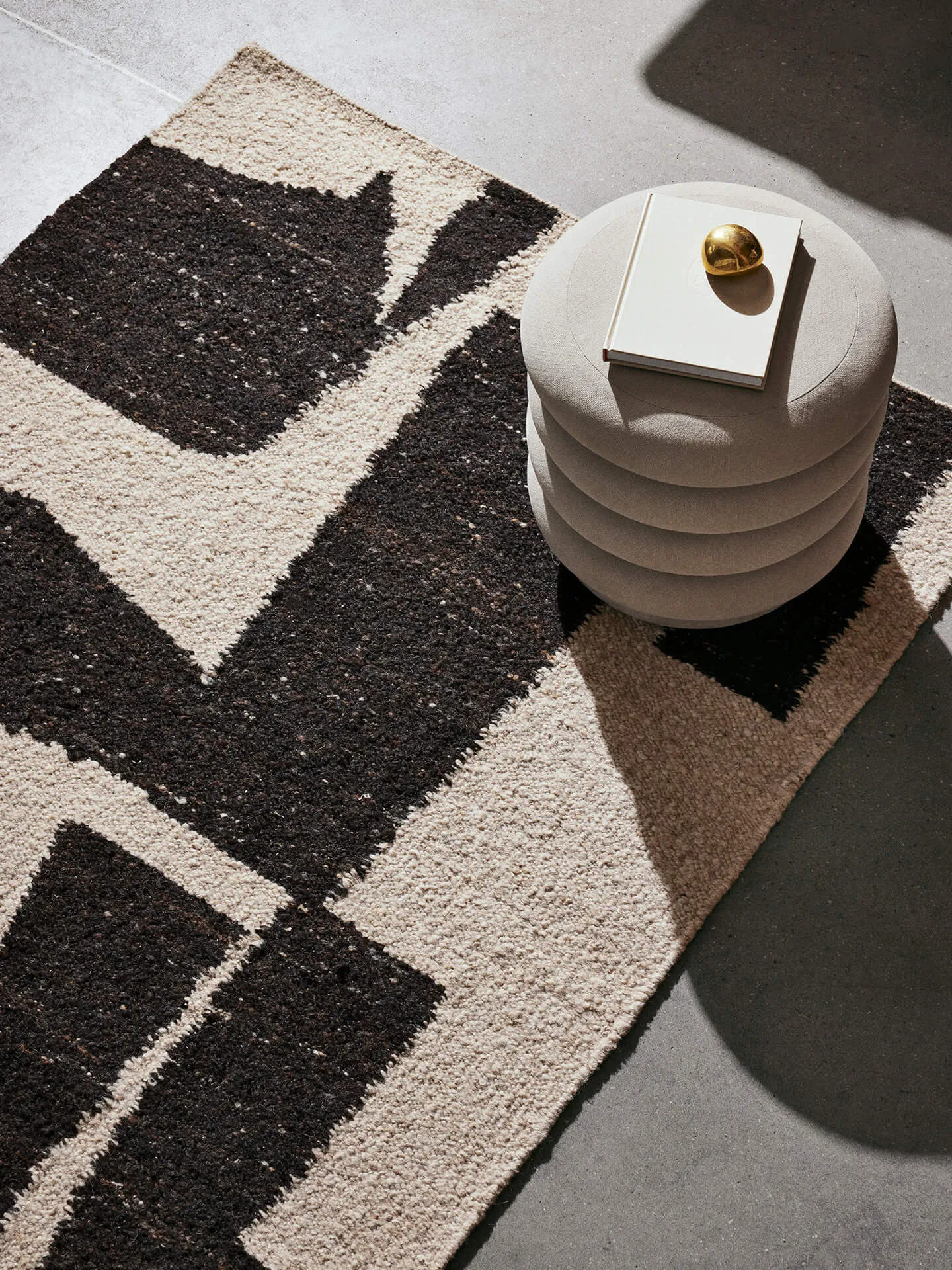 Piece wool rug, Off-white-Coffee, 140x200 cm Ferm Living