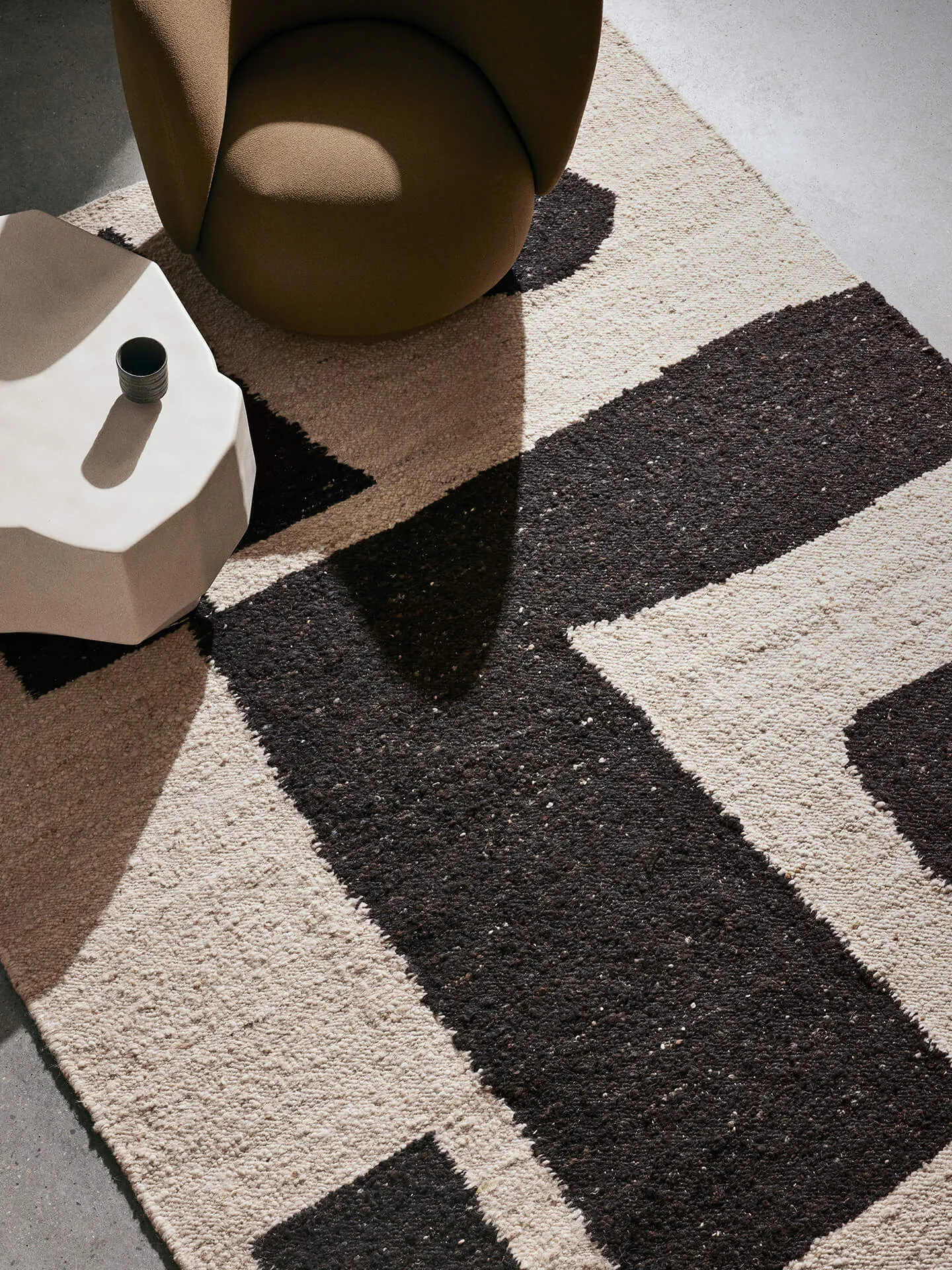 Piece wool rug, Off-white-Coffee, 200x300 cm Ferm Living