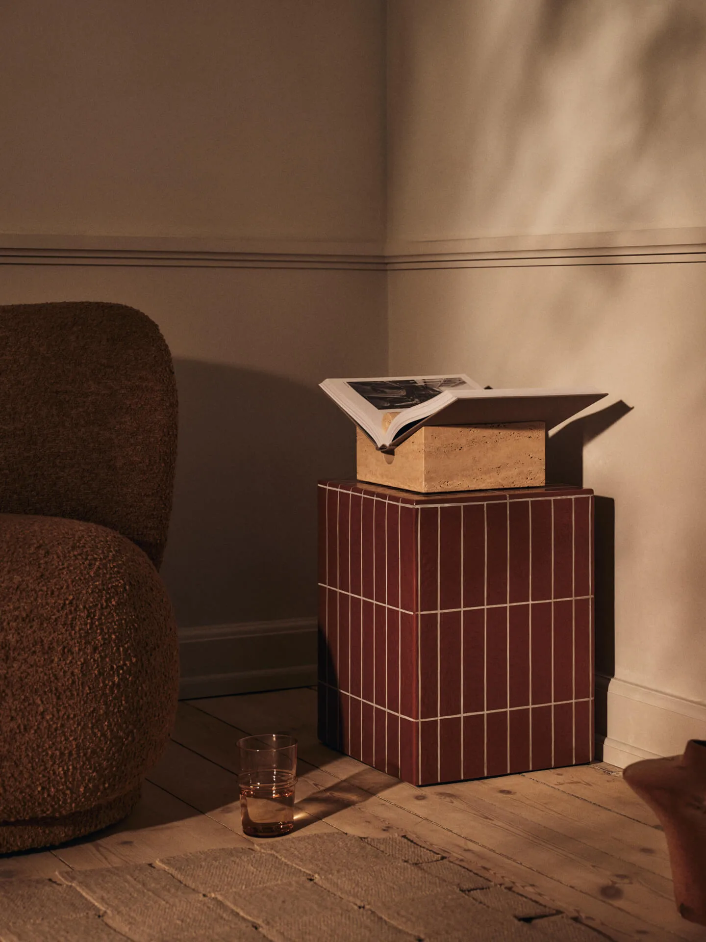 Pillar side table, Brown, 32x32x42 cm Ferm Living