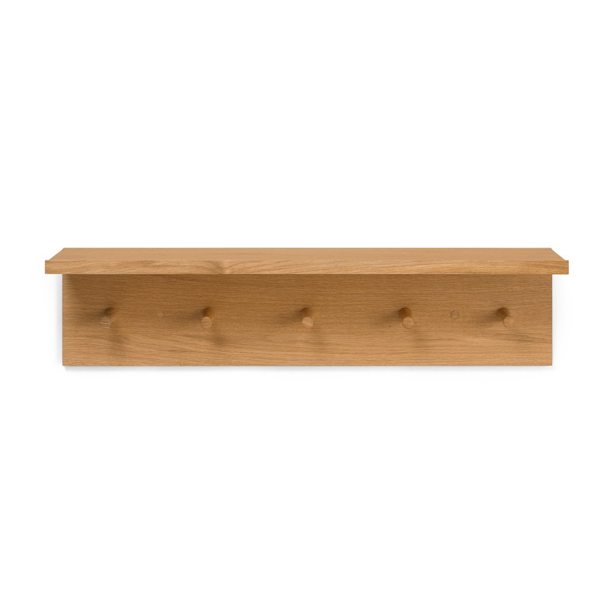 Ferm Living Place Rack hooks and shelf oak Medium | Scandinavian Design | Clothes hooks & hangers | Brown