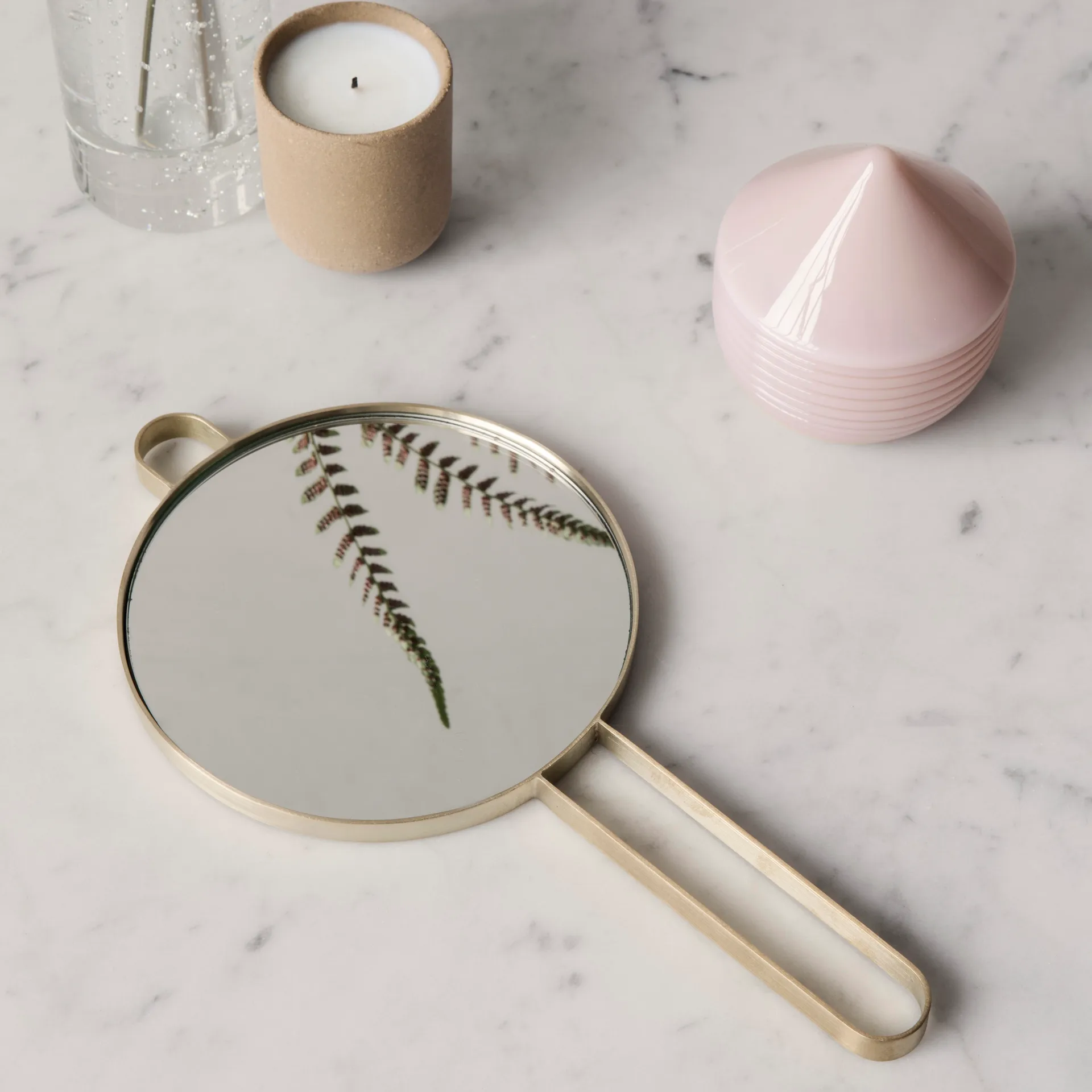 Poise hand mirror, brass Ferm Living