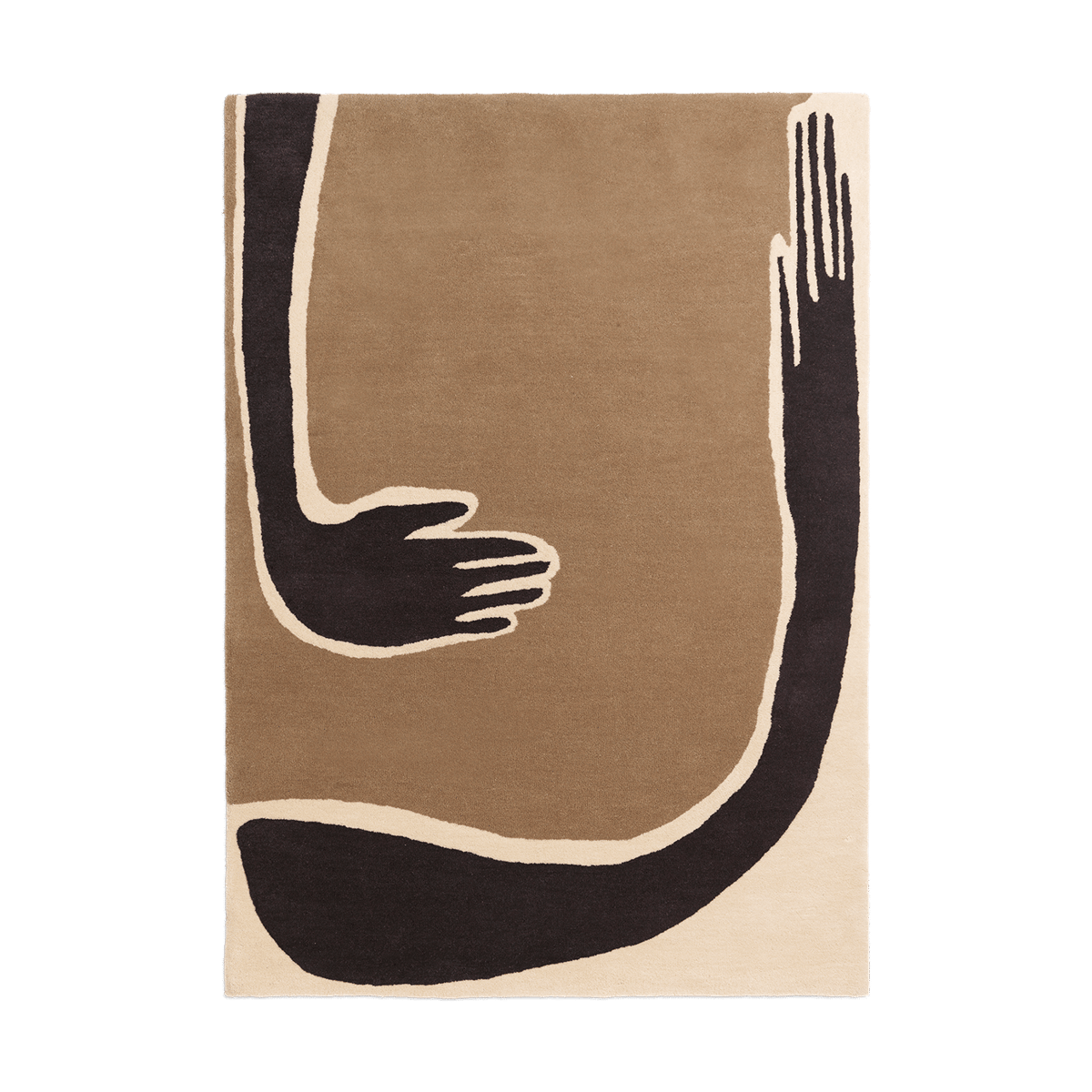Ferm Living Pose rug Coffee-off white, 140x200 cm | Scandinavian Design | Fringe & Deep pile rugs | Brown