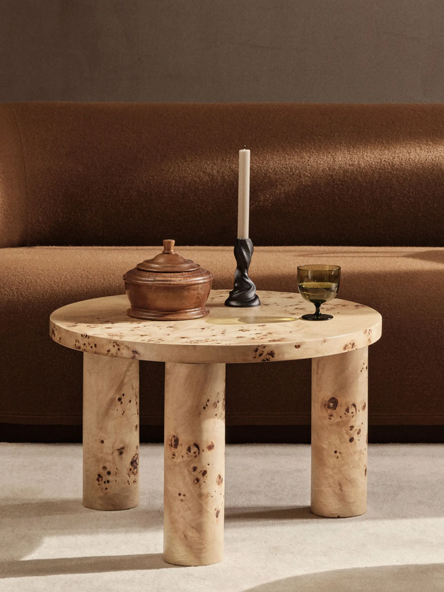 Post coffee table small 65 cm, Burl veneer Ferm Living