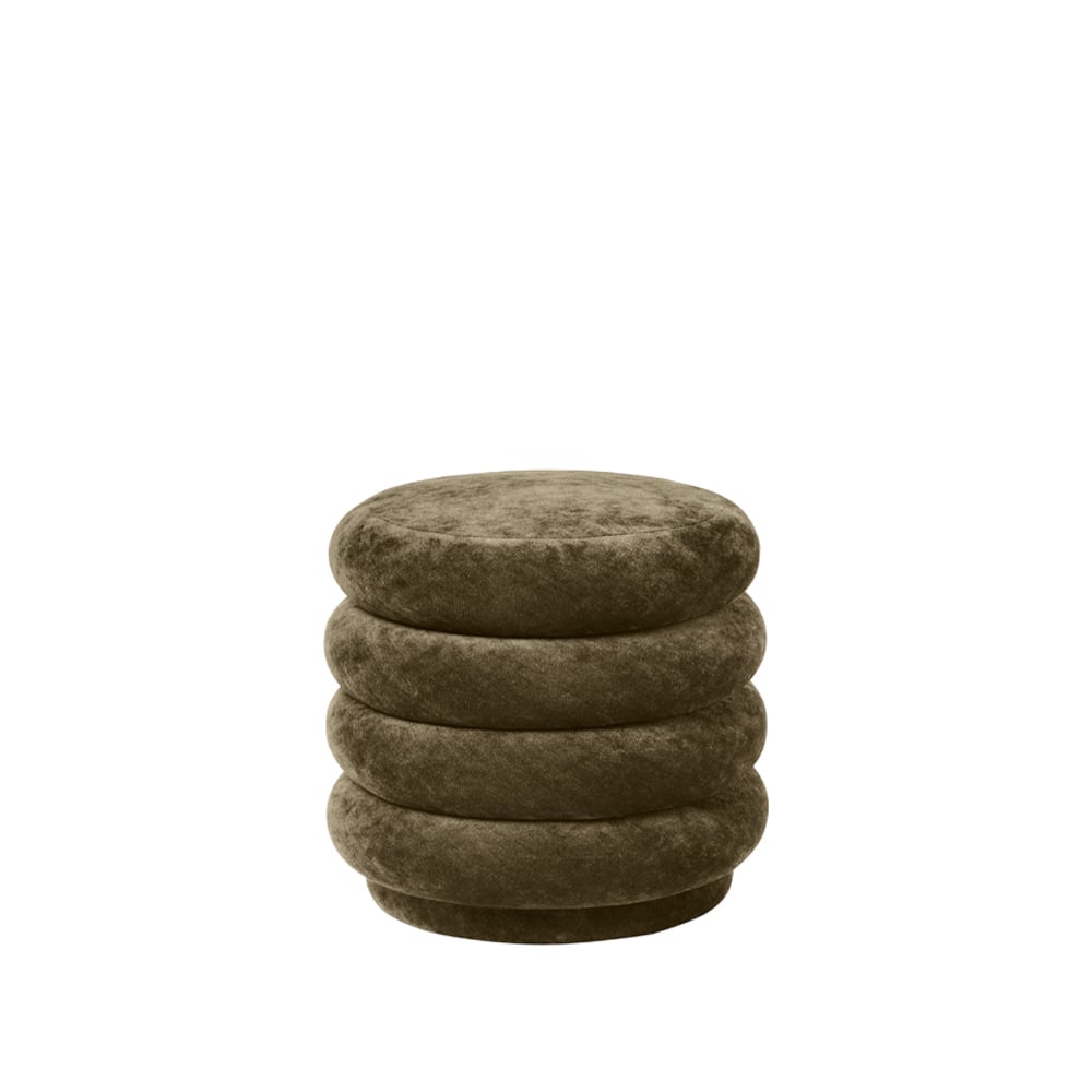 Ferm Living Pouf Round pouf Fabric faded velvet 3 forest